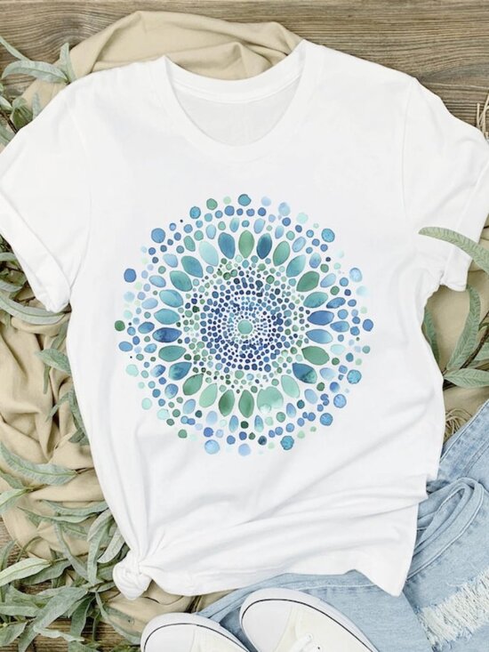 April C Other - Watercolor Mandala T-Shirt, Boho Geometric Tee, Artistic Abstract Shirt 209